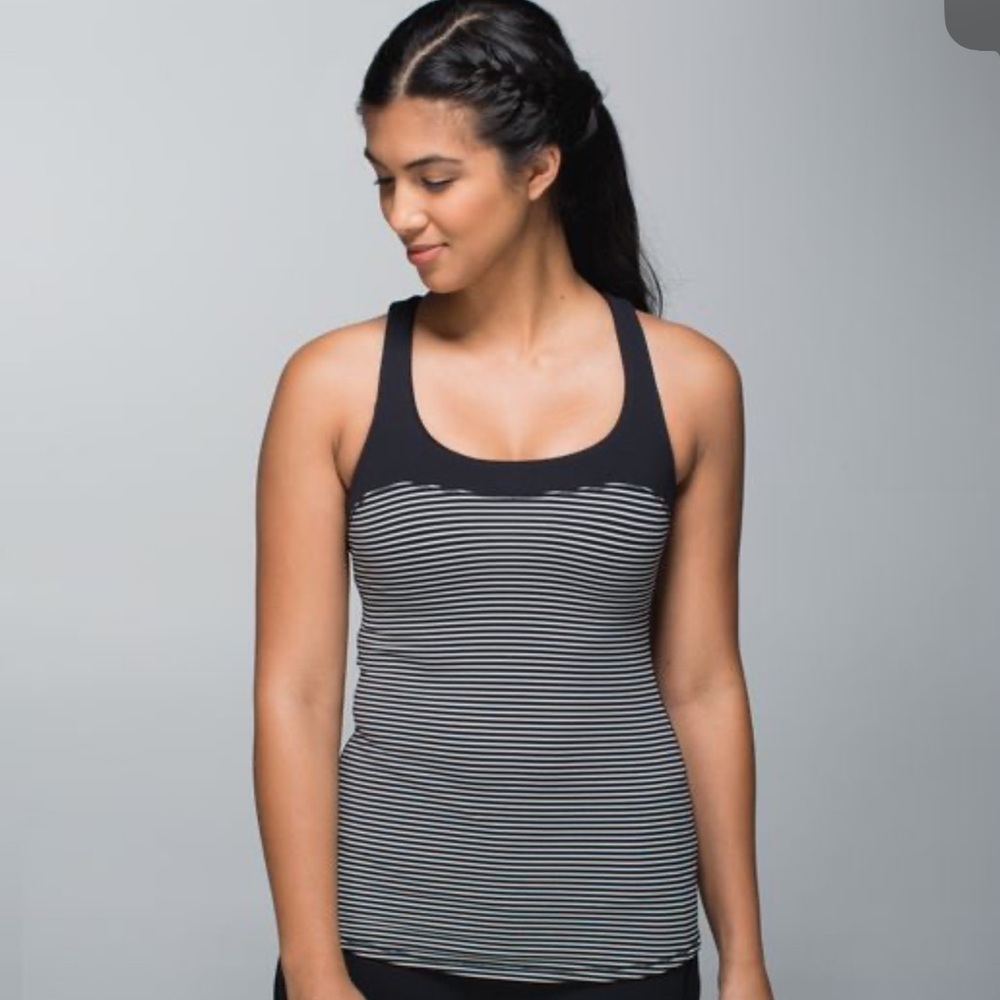 Lululemon Run: First Base Tank in Black & White Size Small